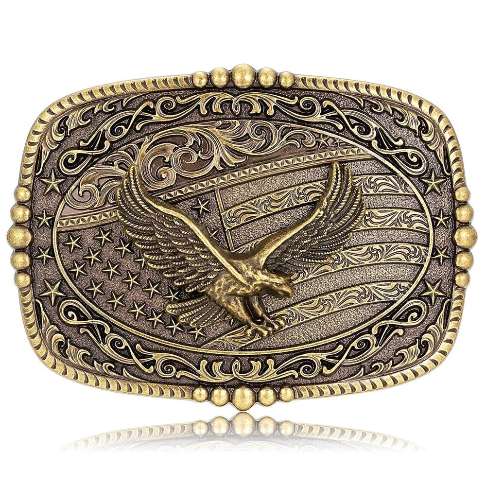 7936 Belt Buckle Western Cowboy Soaring Eagle American Flag Patriotic Belt